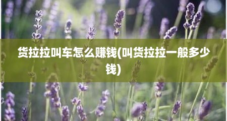 货拉拉叫车怎么赚钱(叫货拉拉一般多少钱)