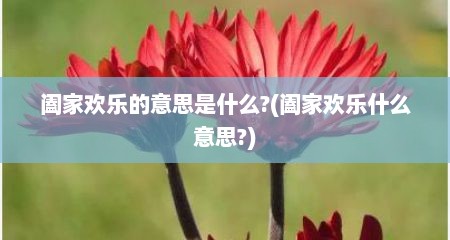 阖家欢乐的意思是什么?(阖家欢乐什么意思?)