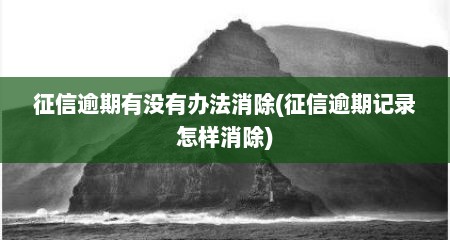 征信逾期有没有办法消除(征信逾期记录怎样消除)