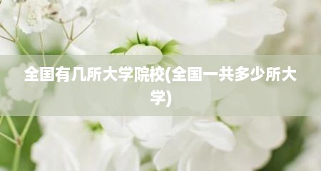 全国有几所大学院校(全国一共多少所大学)