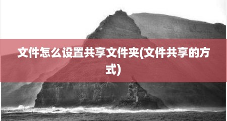 文件怎么设置共享文件夹(文件共享的方式)