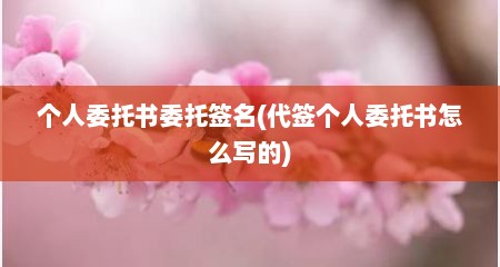 个人委托书委托签名(代签个人委托书怎么写的)
