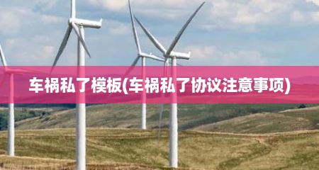 车祸私了模板(车祸私了协议注意事项)