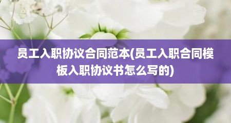 员工入职协议合同范本(员工入职合同模板入职协议书怎么写的)
