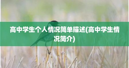 高中学生个人情况简单描述(高中学生情况简介)