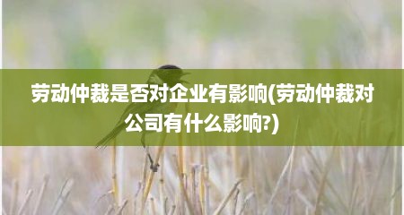 劳动仲裁是否对企业有影响(劳动仲裁对公司有什么影响?)