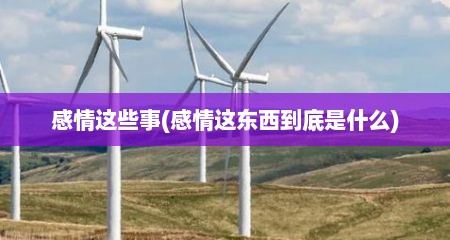 感情这些事(感情这东西到底是什么)