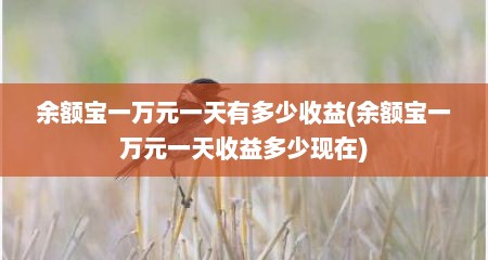 余额宝一万元一天有多少收益(余额宝一万元一天收益多少现在)