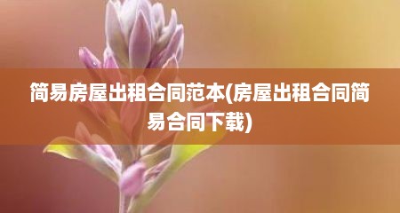 简易房屋出租合同范本(房屋出租合同简易合同下载)