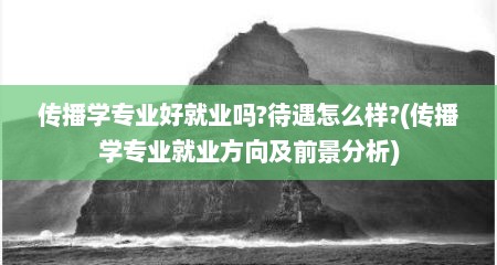 传播学专业好就业吗?待遇怎么样?(传播学专业就业方向及前景分析)