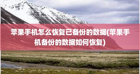 苹果手机怎么恢复已备份的数据(苹果手机备份的数据如何恢复)