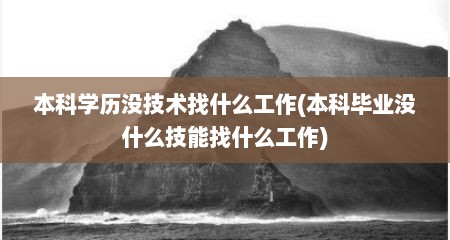 本科学历没技术找什么工作(本科毕业没什么技能找什么工作)