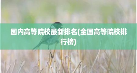 国内高等院校最新排名(全国高等院校排行榜)