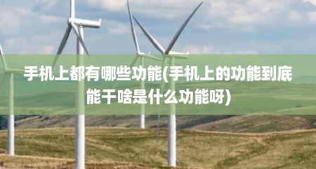 手机上都有哪些功能(手机上的功能到底能干啥是什么功能呀)