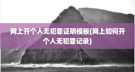 网上开个人无犯罪证明模板(网上如何开个人无犯罪记录)