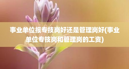 事业单位报专技岗好还是管理岗好(事业单位专技岗和管理岗的工资)