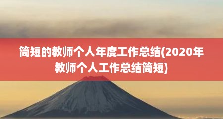 简短的教师个人年度工作总结(2020年教师个人工作总结简短)