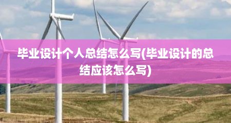 毕业设计个人总结怎么写(毕业设计的总结应该怎么写)