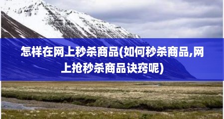 怎样在网上秒杀商品(如何秒杀商品,网上抢秒杀商品诀窍呢)