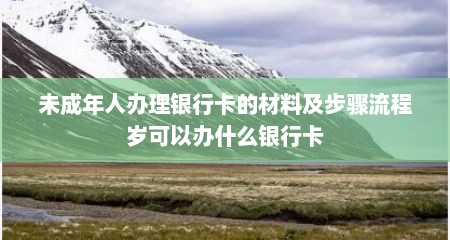 未成年人办理银行卡的材料及步骤流程岁可以办什么银行卡