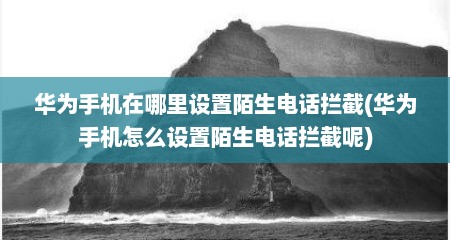 华为手机在哪里设置陌生电话拦截(华为手机怎么设置陌生电话拦截呢)