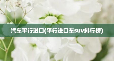 汽车平行进口(平行进口车suv排行榜)