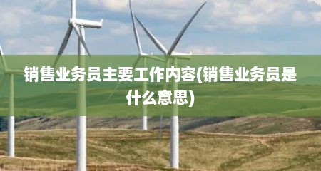 销售业务员主要工作内容(销售业务员是什么意思)