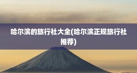 哈尔滨的旅行社大全(哈尔滨正规旅行社推荐)