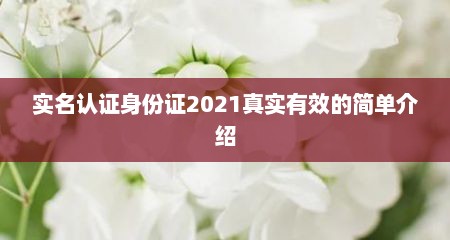 实名认证身份证2021真实有效的简单介绍