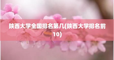 陕西大学全国排名第几(陕西大学排名前10)