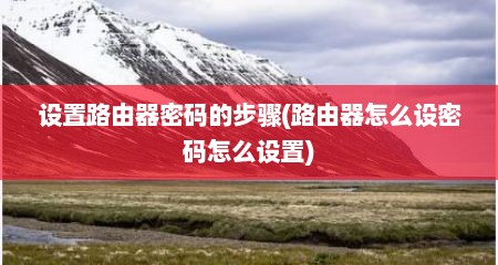 设置路由器密码的步骤(路由器怎么设密码怎么设置)