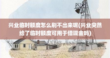兴业临时额度怎么刷不出来呢(兴业突然给了临时额度可用于借现金吗)