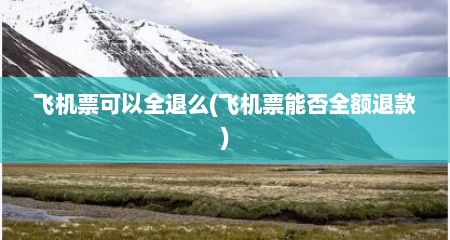 飞机票可以全退么(飞机票能否全额退款)