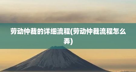 劳动仲裁的详细流程(劳动仲裁流程怎么弄)
