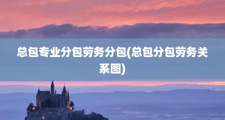 总包专业分包劳务分包(总包分包劳务关系图)