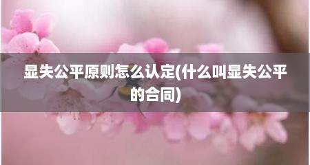 显失公平原则怎么认定(什么叫显失公平的合同)