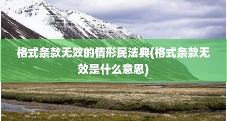 格式条款无效的情形民法典(格式条款无效是什么意思)