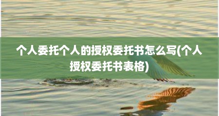 个人委托个人的授权委托书怎么写(个人授权委托书表格)
