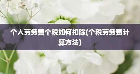 个人劳务费个税如何扣除(个税劳务费计算方法)