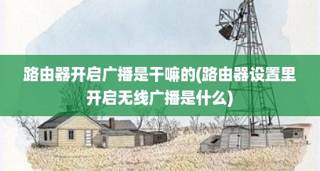 路由器开启广播是干嘛的(路由器设置里开启无线广播是什么)