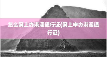 怎么网上办港澳通行证(网上申办港澳通行证)