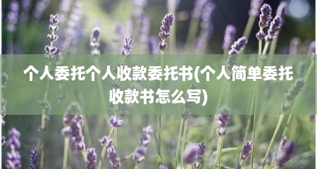 个人委托个人收款委托书(个人简单委托收款书怎么写)