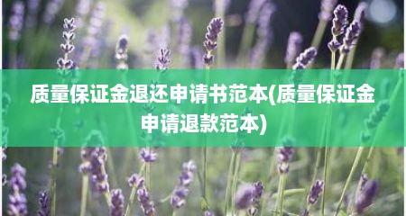 质量保证金退还申请书范本(质量保证金申请退款范本)