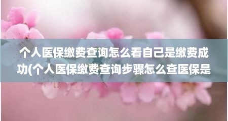 个人医保缴费查询怎么看自己是缴费成功(个人医保缴费查询步骤怎么查医保是否交费了呢)