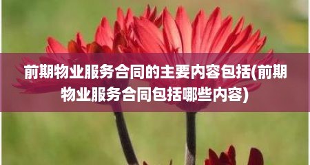 前期物业服务合同的主要内容包括(前期物业服务合同包括哪些内容)