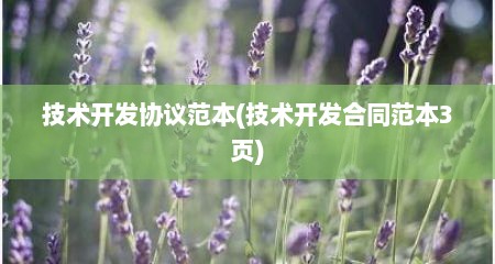 技术开发协议范本(技术开发合同范本3页)