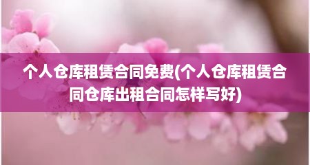 个人仓库租赁合同免费(个人仓库租赁合同仓库出租合同怎样写好)