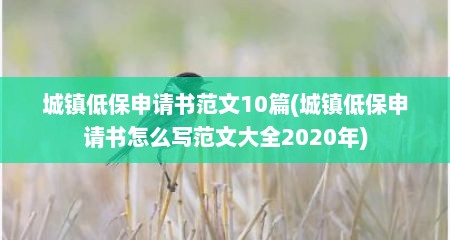 城镇低保申请书范文10篇(城镇低保申请书怎么写范文大全2020年)