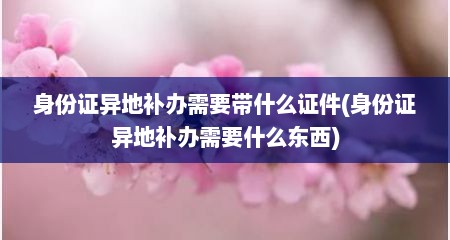 身份证异地补办需要带什么证件(身份证异地补办需要什么东西)