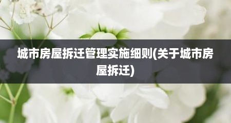 城市房屋拆迁管理实施细则(关于城市房屋拆迁)